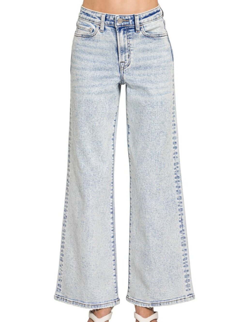 Light wash wide leg denim pants - Picture 3 of 6